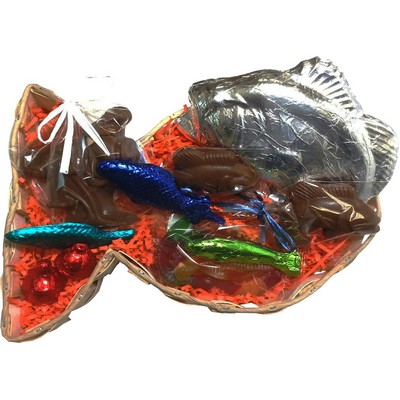 Small Fish Shaped Wooden Gift Basket