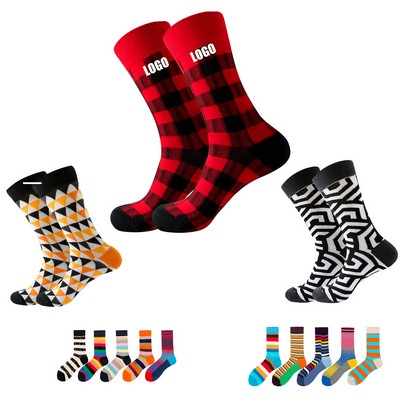 Striped Cotton Crew Socks for Casual