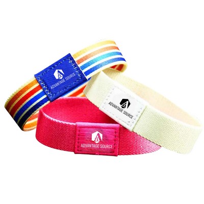 5/8" Sublimated Elastic Event Wristband W/ Woven Label